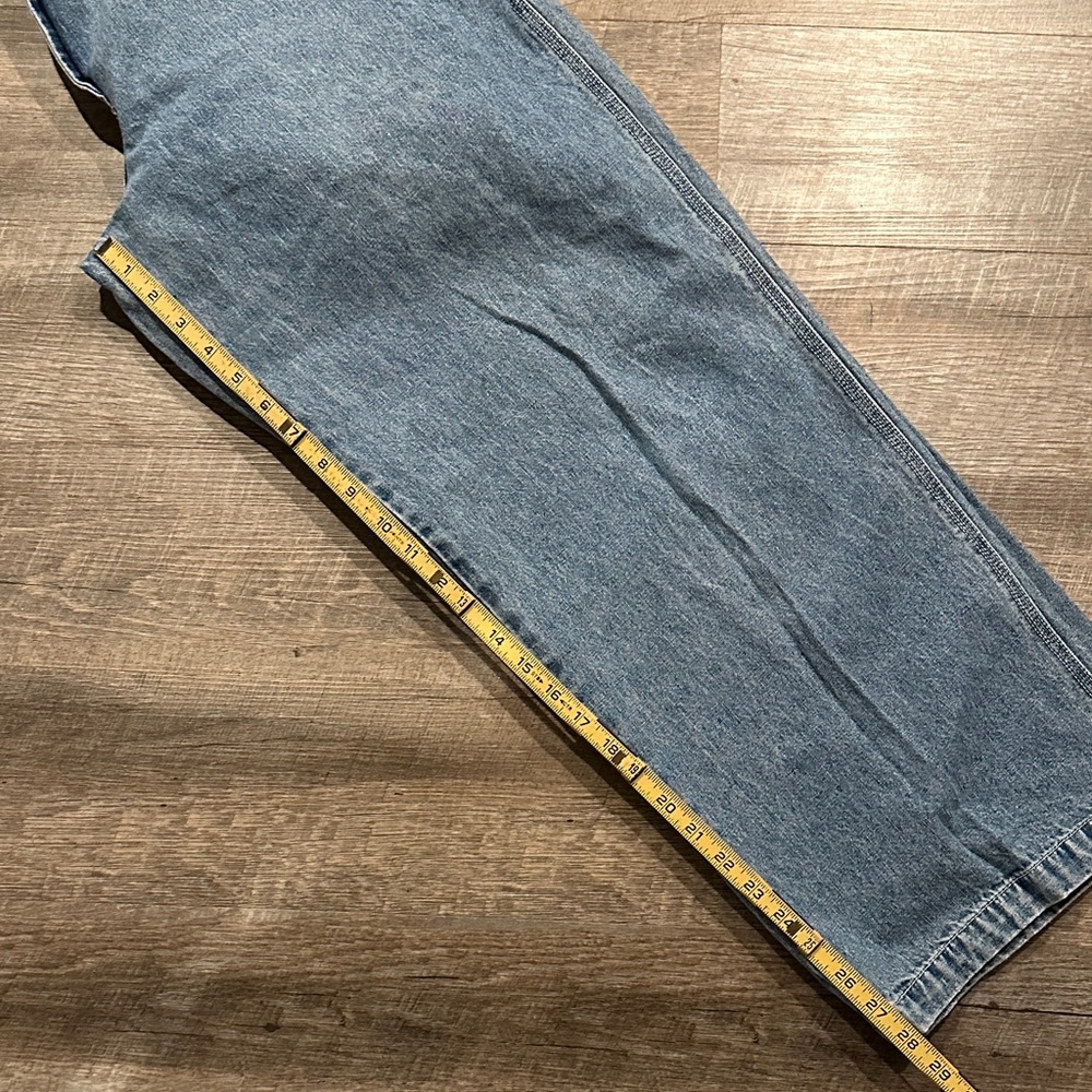 Calvin Klein Blue distressed Denim bib Overalls carpenter jeans size large - Picture 9 of 11